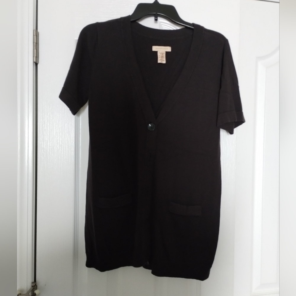Covington Black Short Sleeve Button Down Cardigan Size S
